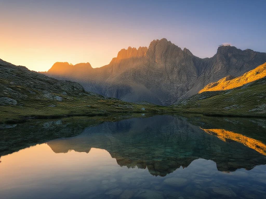 AI Landscape - Majestic Mountain at Sunset