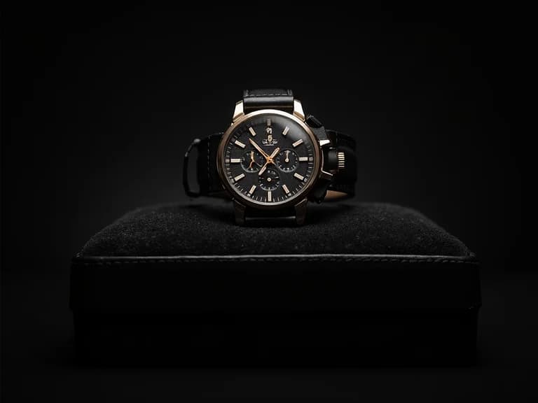 Luxury watch product photography with dramatic lighting