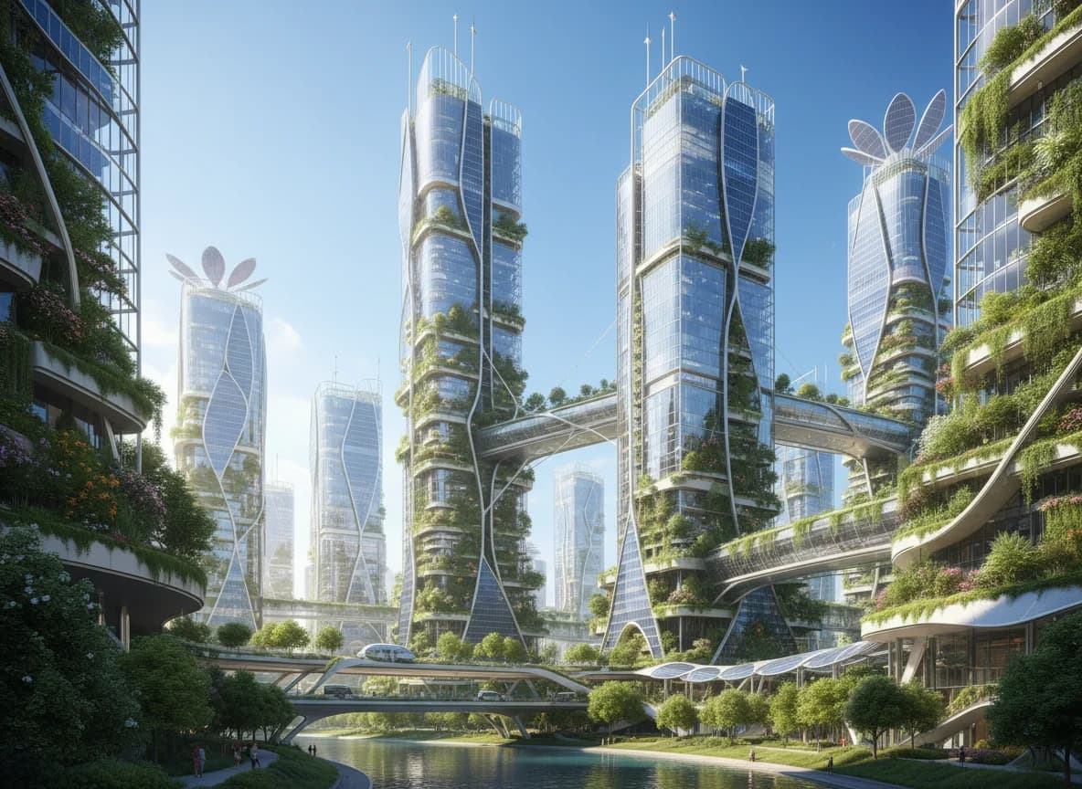 AI Futuristic Eco-City Architecture