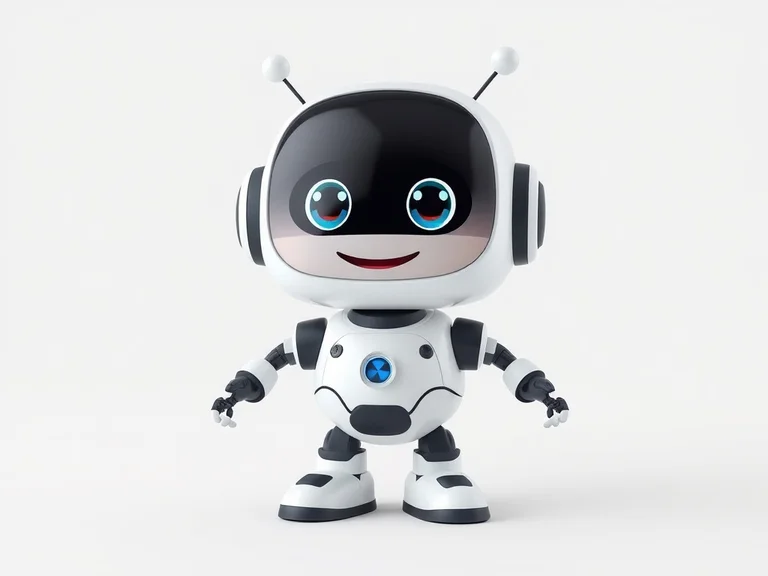 Adorable 3D robot mascot character