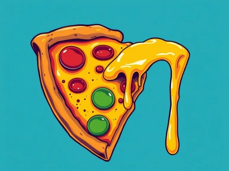 Colorful pizza slice pop art illustration